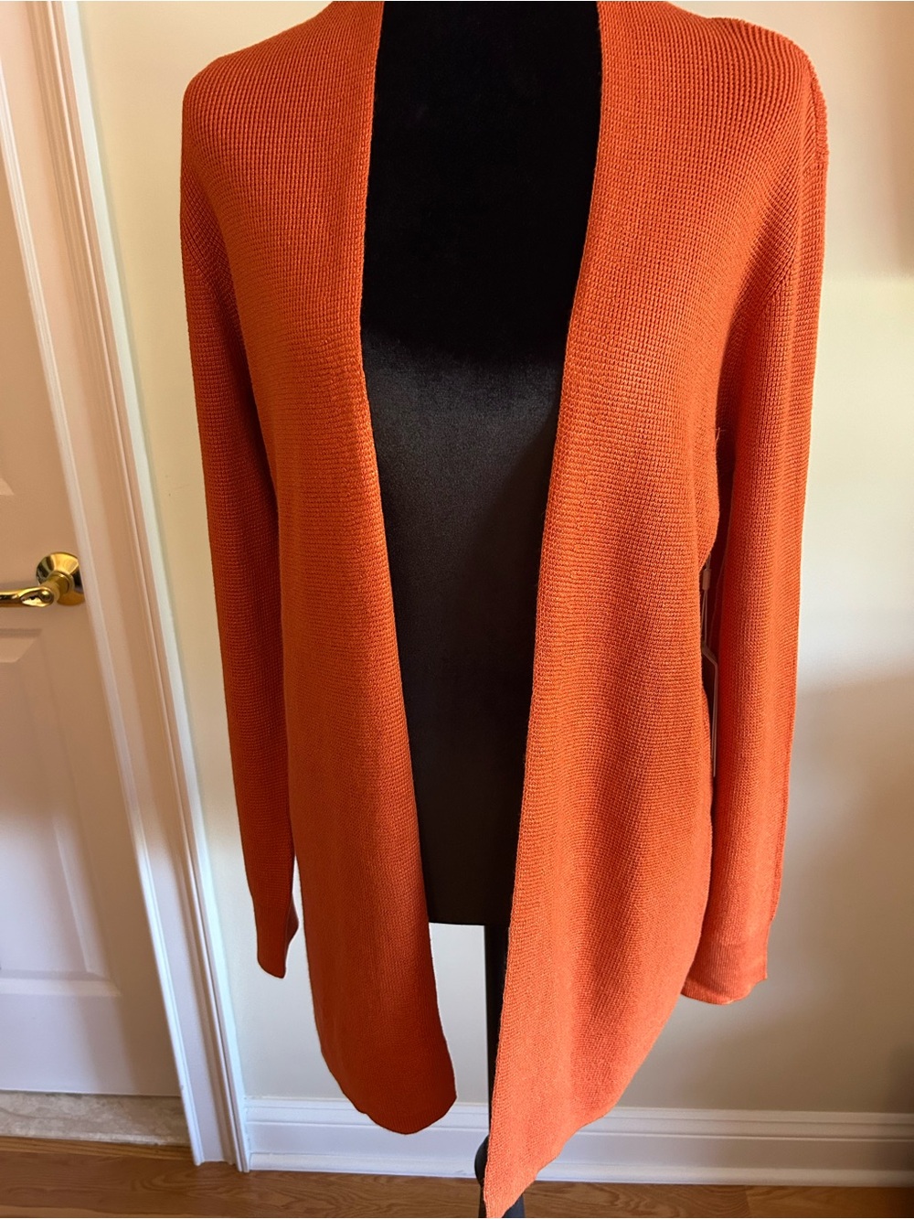 Cyrus Open-Front Cardigan Sweater in Rich Orange